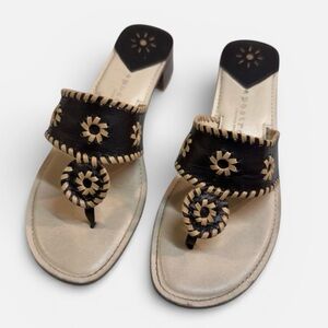 Apostrophe Leather Upper “Jaclyn” Brown & Tan Women's Thong Sandals Size 7